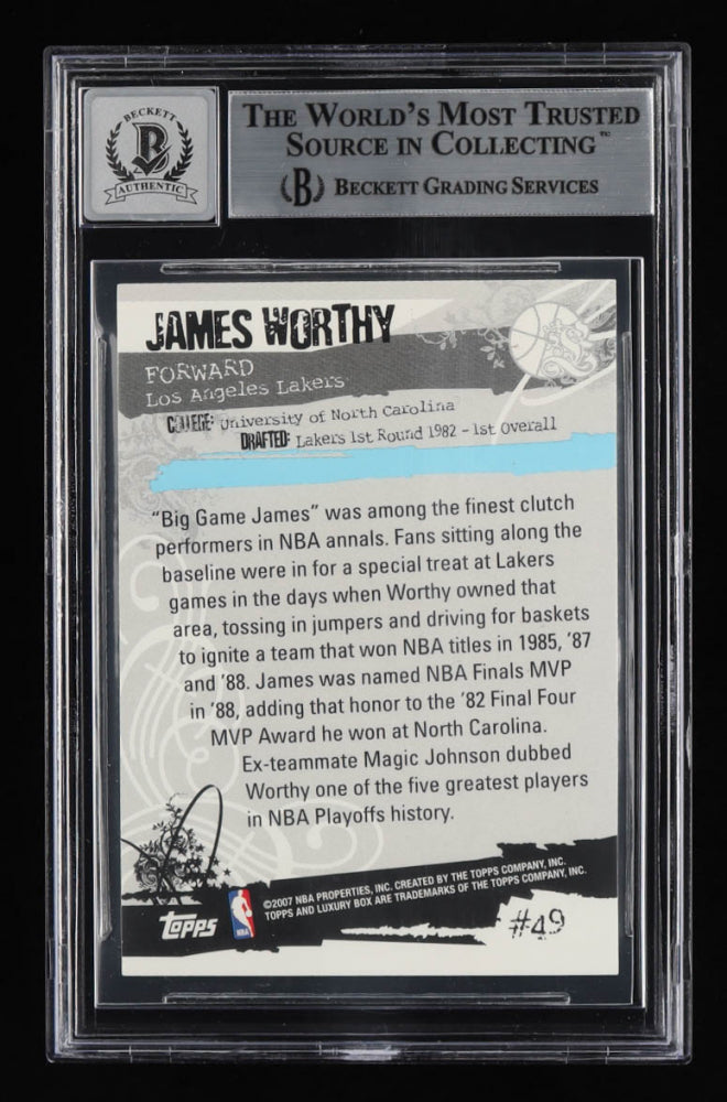 James Worthy Signed 2006-07 Topps Luxury Box #49 - Autograph Graded Beckett (BGS) 10