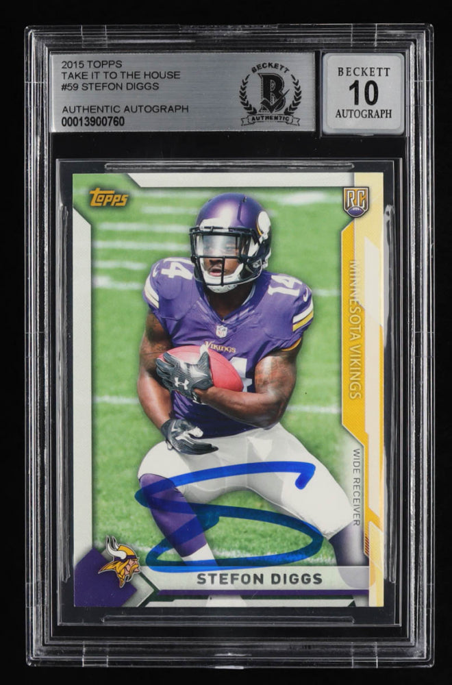 Stefon Diggs Signed 2015 Topps Take It to the House #59 - Autograph Graded Beckett (BGS) 10 - Rookie Card