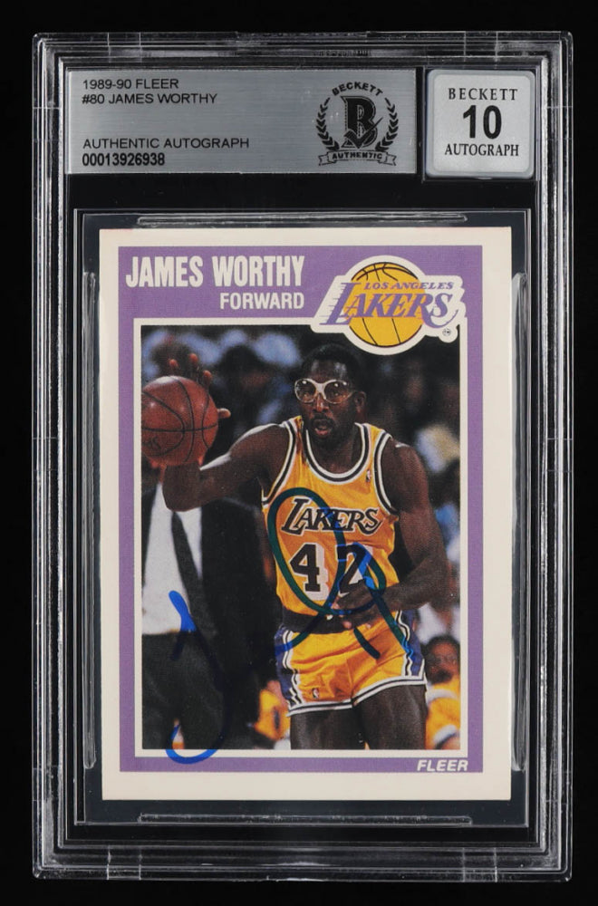 James Worthy Signed 1989-90 Fleer #80 - Autograph Graded Beckett (BGS) 10