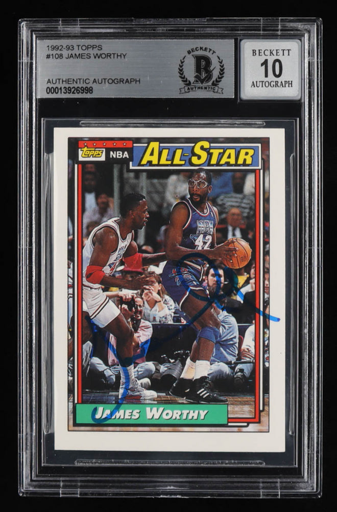 James Worthy Signed 1992-93 Topps AS #108 - Autograph Graded Beckett (BGS) 10