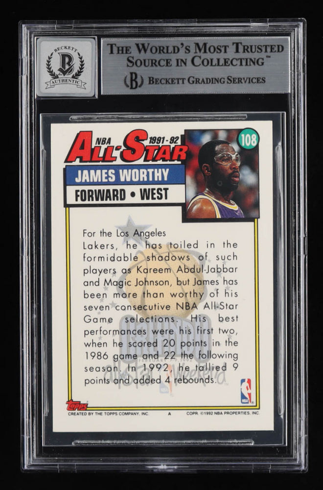 James Worthy Signed 1992-93 Topps AS #108 - Autograph Graded Beckett (BGS) 10