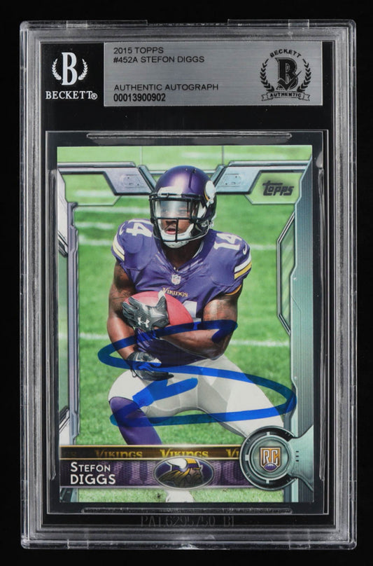 Stefon Diggs Signed 2015 Topps #452A (BGS) - Rookie Card