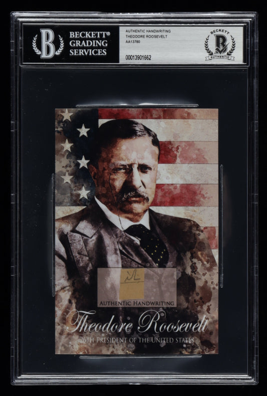 Theodore Roosevelt 4x6 Photo with Authentic Hand-Written Word Cut (BGS)