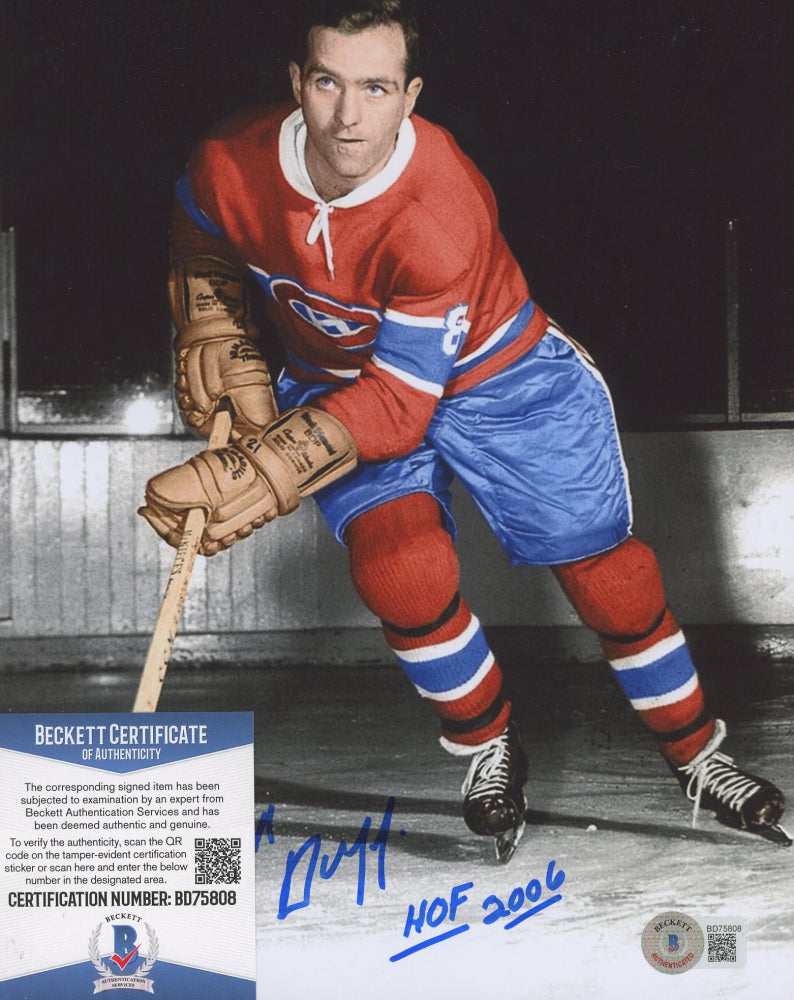 Dick Duff Signed (Beckett) Canadiens 8x10 Photo Inscribed "HOF 2006”