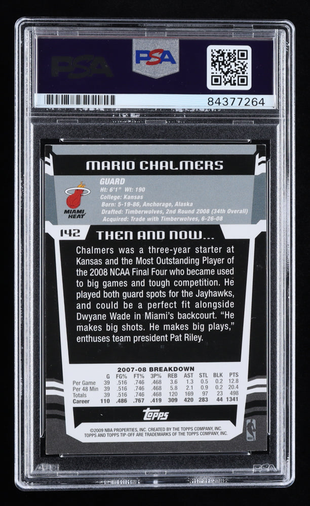 Mario Chalmers Signed 2008-09 Topps Tip-Off #142 (PSA) - Rookie Card