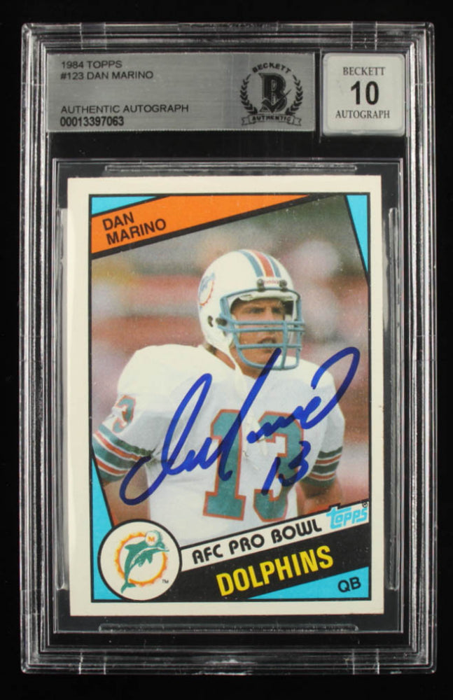 Dan Marino Signed 1984 Topps #123 PB - Autograph Graded Beckett (BGS) 10 - Rookie Card