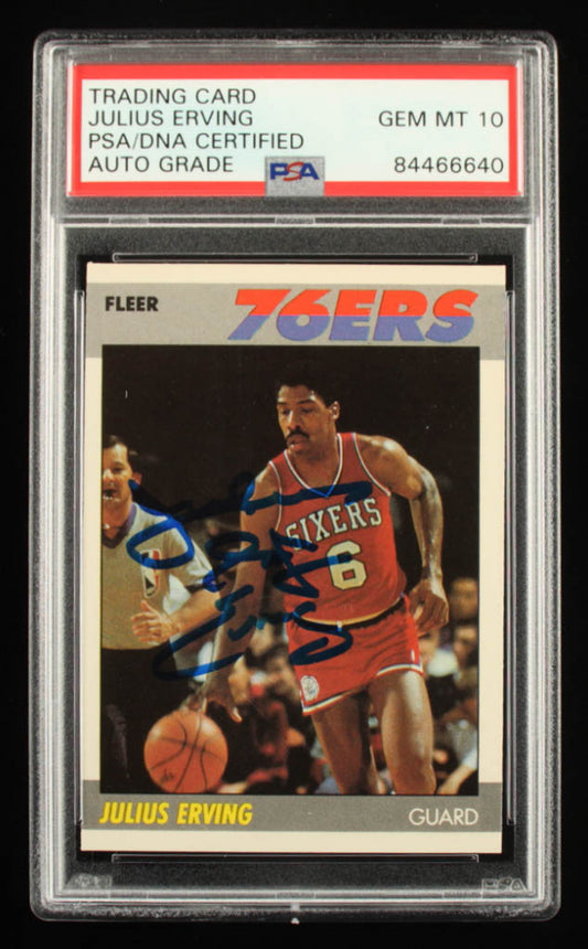 Julius "Dr. J" Erving Signed 1987-88 Fleer #35 - Autograph Graded PSA 10