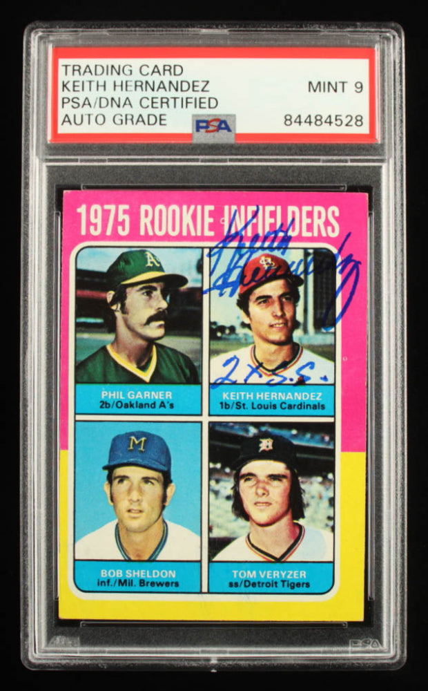 Keith Hernandez Signed 1975 Topps #623 Rookie Infielders RC Inscribed "2X S.S." - Autograph Graded PSA 9 - Rookie Card