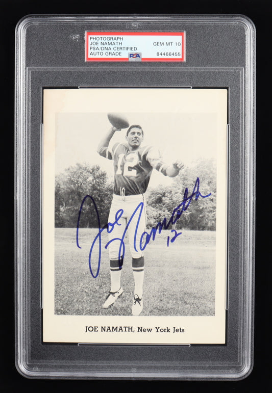 Joe Namath Signed 1965-66 Jets Team Issue 5x7 #4 - Autograph Graded PSA 10 - Rookie Card