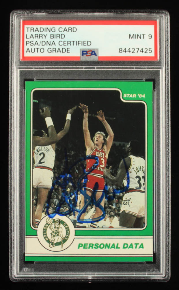 Larry Bird Signed 1984 Star #5 Personal Data - Autograph Graded PSA 9