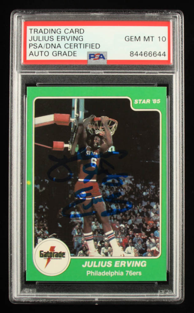 Julius "Dr. J" Erving Signed 1985 Star Gatorade Slam Dunk #5 - Autograph Graded PSA 10