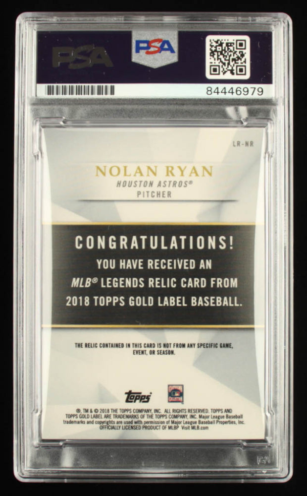 Nolan Ryan Signed 2018 Topps Gold Label Legends Relics #LRNRSerially Numbered # 66 / 75 - Autograph Graded PSA 10