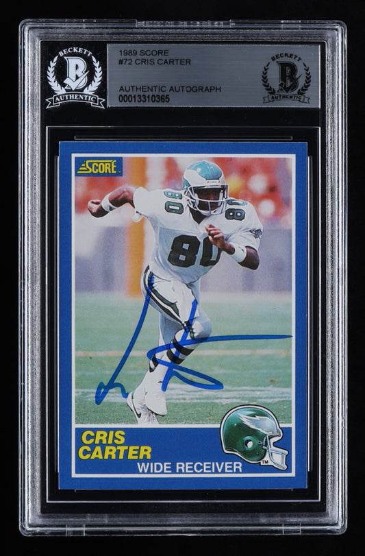 Cris Carter Signed 1989 Score #72 (BGS) - Rookie Card