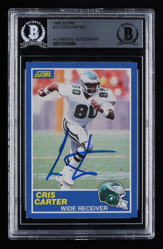 Cris Carter Signed 1989 Score #72 (BGS) - Rookie Card