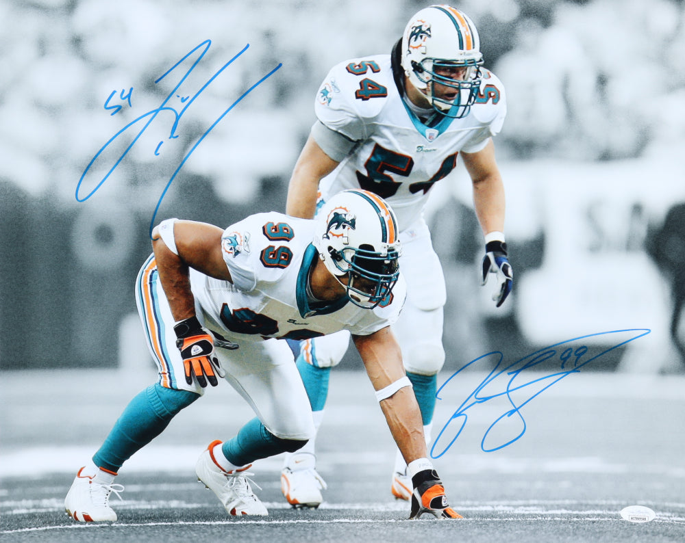 Jason Taylor & Zach Thomas Signed Dolphins 16x20 Photo (JSA)