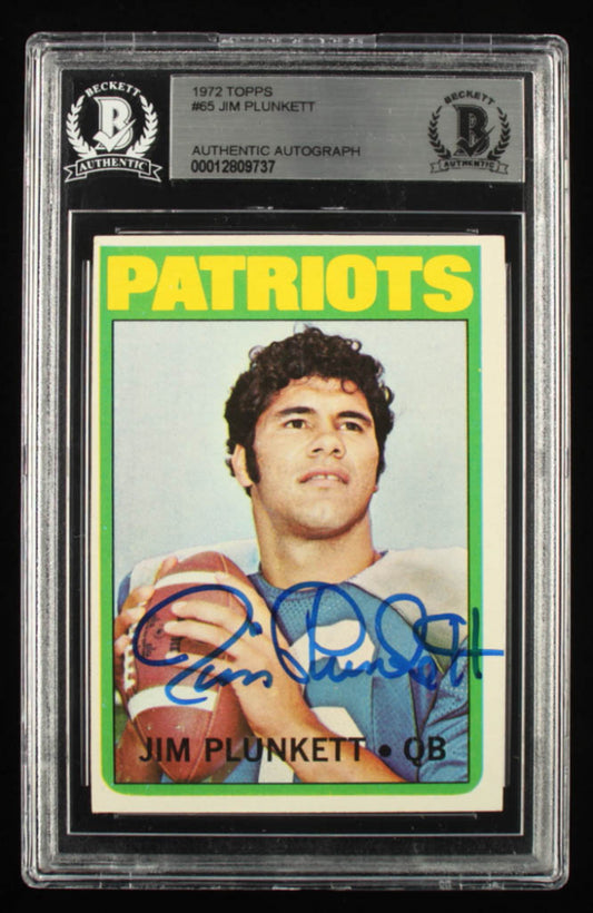 Jim Plunkett Signed 1972 Topps #65 (BGS) - Rookie Card