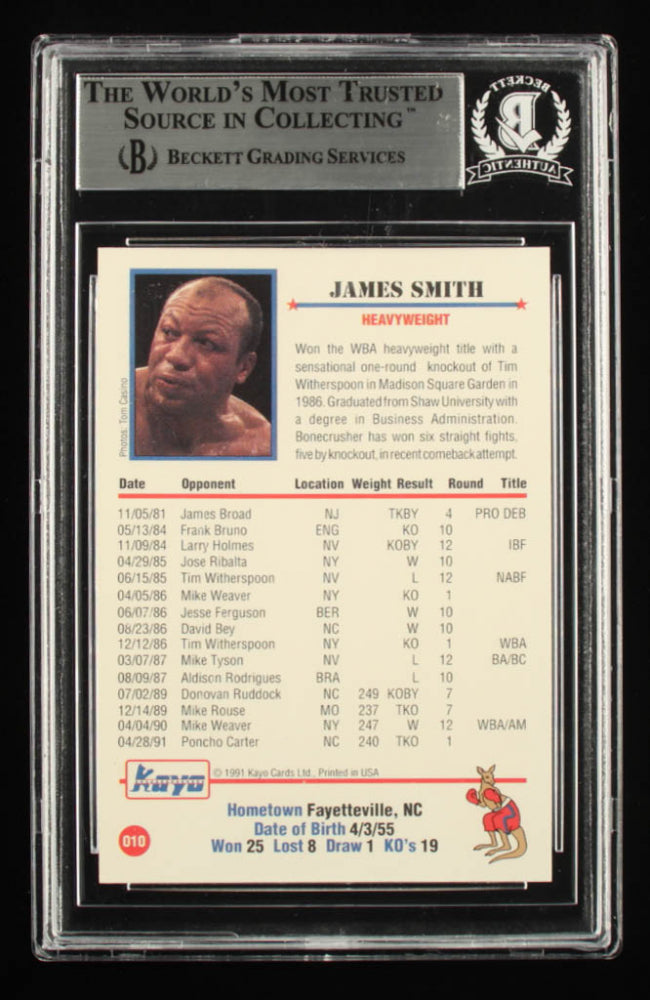 James "Bonecrusher" Smith Signed 1991 Kayo #10 (BGS)