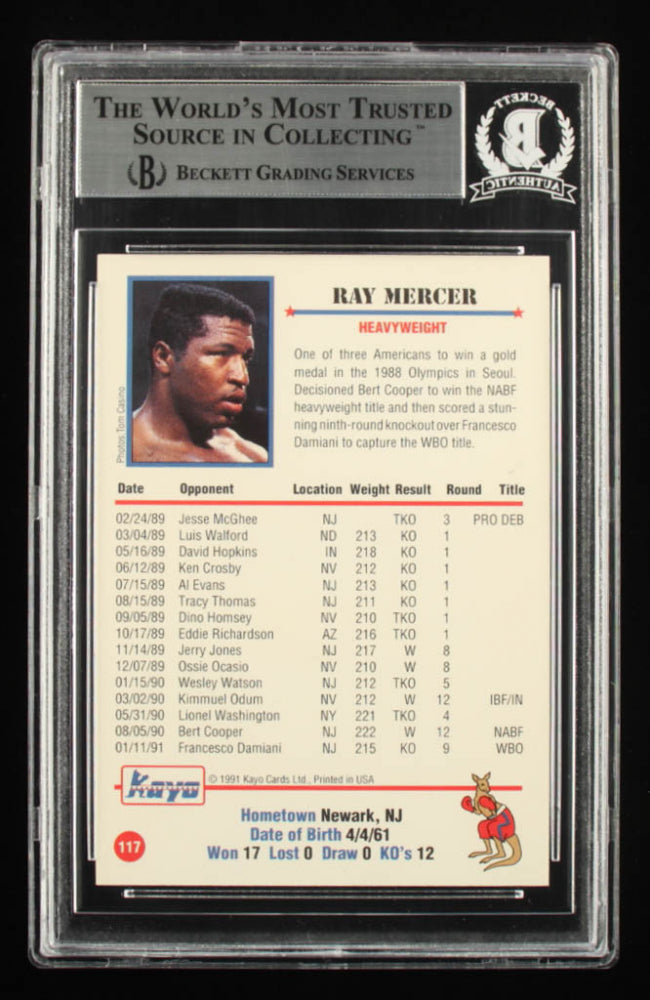 Ray Mercer Signed 1991 Kayo #117 Inscribed "36-7-1" & "26 KOs" (BGS)