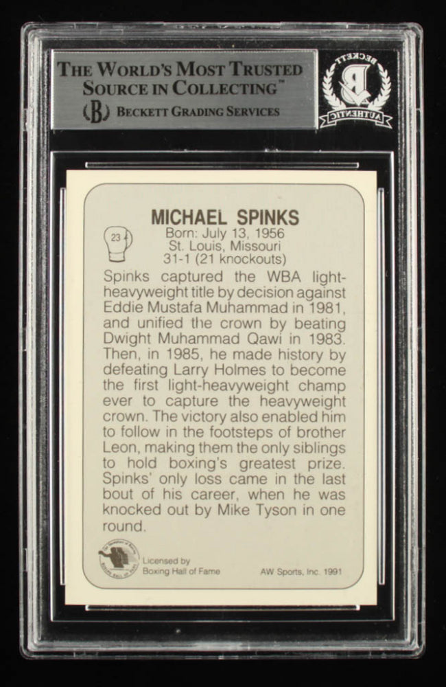 Michael Spinks Signed 1991 All World #23 (BGS)