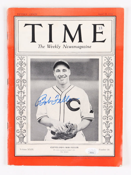 Bob Feller Signed 1937 "Time" Magazine (JSA)