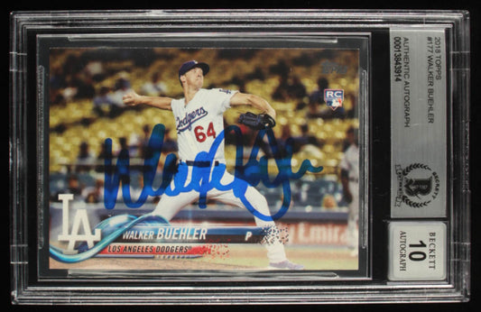 Walker Buehler Signed 2018 Topps #177 - Autograph Graded Beckett (BGS) 10 - Rookie Card