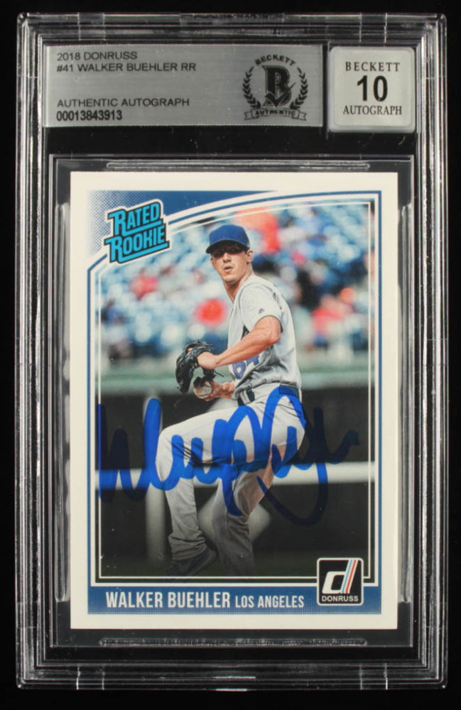 Walker Buehler Signed 2018 Donruss #41 RR - Autograph Graded Beckett (BGS) 10 - Rookie Card