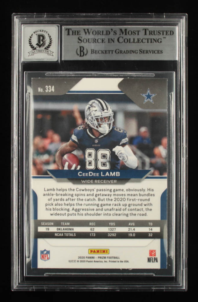 CeeDee Lamb Signed 2020 Panini Prizm #334A - Autograph Graded Beckett (BGS) 10 - Rookie Card