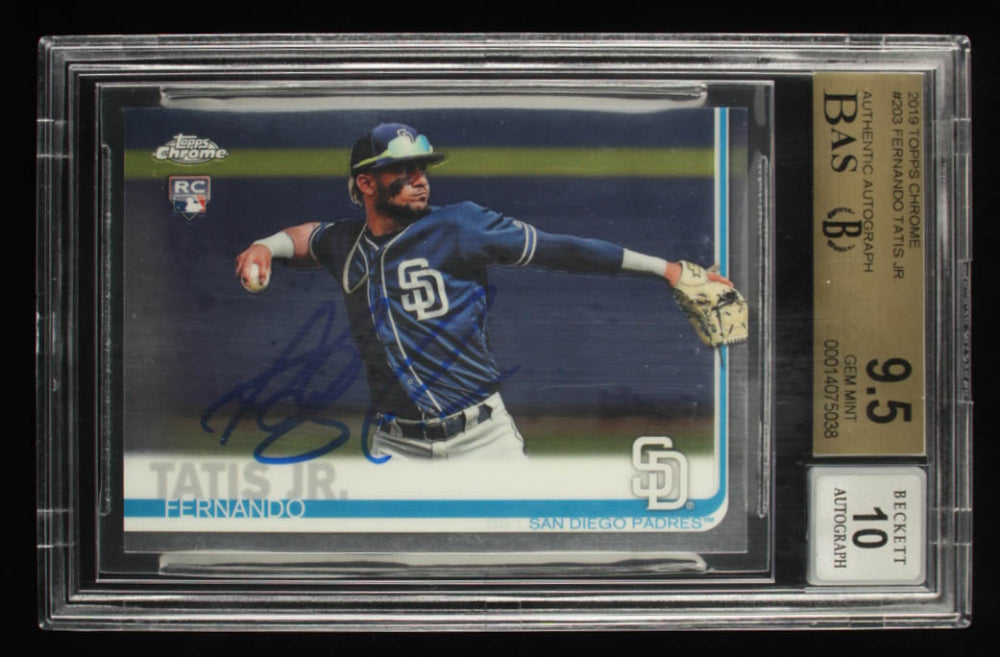 Fernando Tatis Jr. Signed 2019 Topps Chrome #203 (BGS) 9.5 - Autograph Graded Beckett (BGS) 10 - Rookie Card