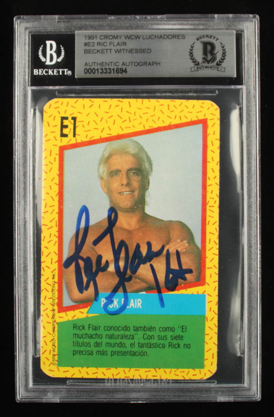 Ric Flair Signed 1991 Cromy WCW Luchadores #E2 - Autograph Graded Beckett (BGS) 10