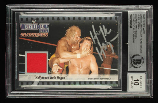 Hulk Hogan Signed 2003 Fleer WWE WrestleMania XIX Flashbacks #NNO Hollywood - Autograph Graded Beckett (BGS) 10