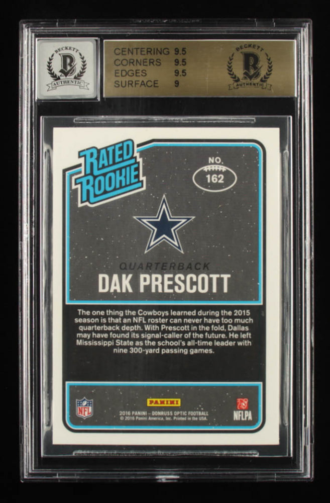 Dak Prescott Signed 2016 Donruss Optic #162 RR - Autograph Graded Beckett (BGS) 10 - Rookie Card