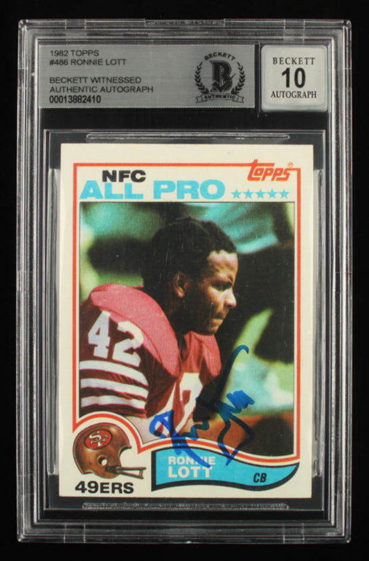 Ronnie Lott Signed 1982 Topps #486 - Autograph Graded Beckett (BGS) 10 - Rookie Card