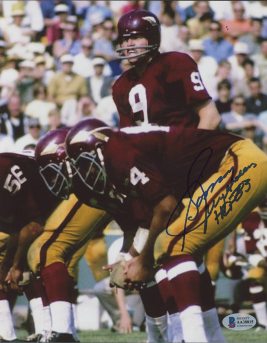 Sonny Jurgensen Signed (Beckett) Florida State Seminoles 8x10 Photo Inscribed "HOF 83"