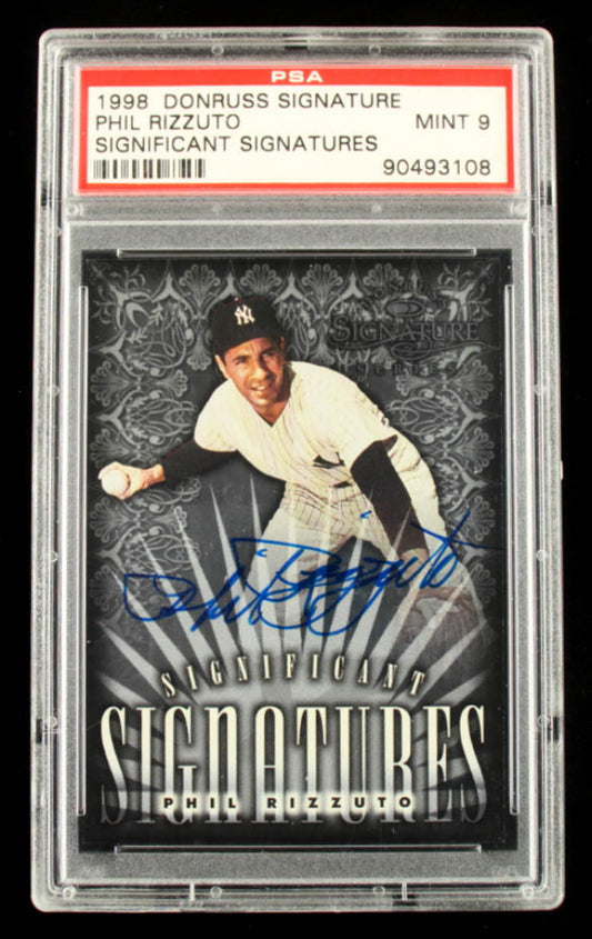 Phil Rizzuto 1998 Donruss Significant Signatures #13 Serially Numbered #793/2000 (PSA 9)
