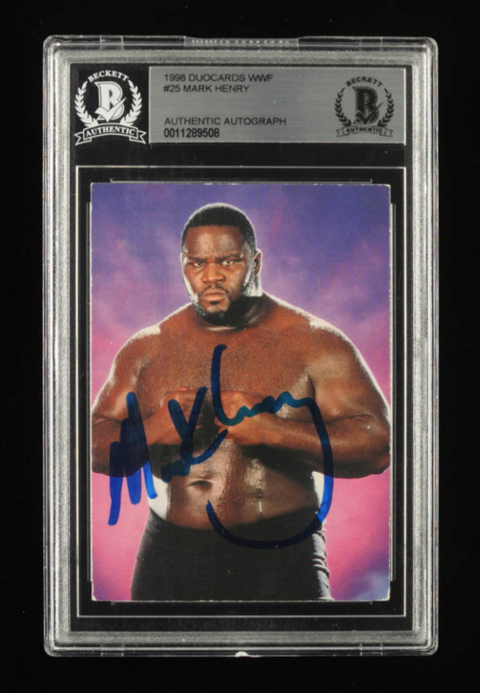 Mark Henry Signed 1998 DuoCards WWF #25 (BGS)