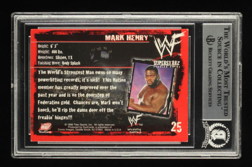 Mark Henry Signed 1998 DuoCards WWF #25 (BGS)