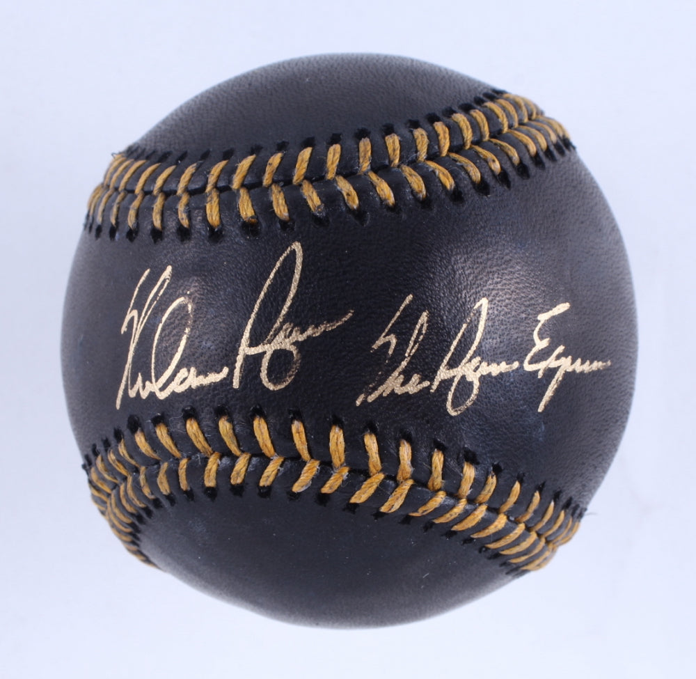 Nolan Ryan Signed (PSA) OML Black Leather Baseball Inscribed "The Ryan Express" w/ Display Case - Overall Grade 10 | Auto Grade 10 | Baseball Grade 10