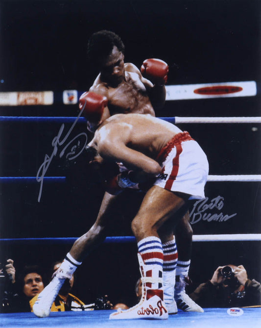 Sugar Ray Leonard & Roberto Duran Signed 16x20 Photo (PSA)
