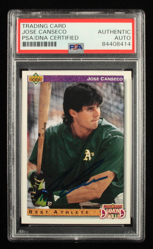Jose Canseco Signed 1992 Upper Deck #649 DS (PSA)