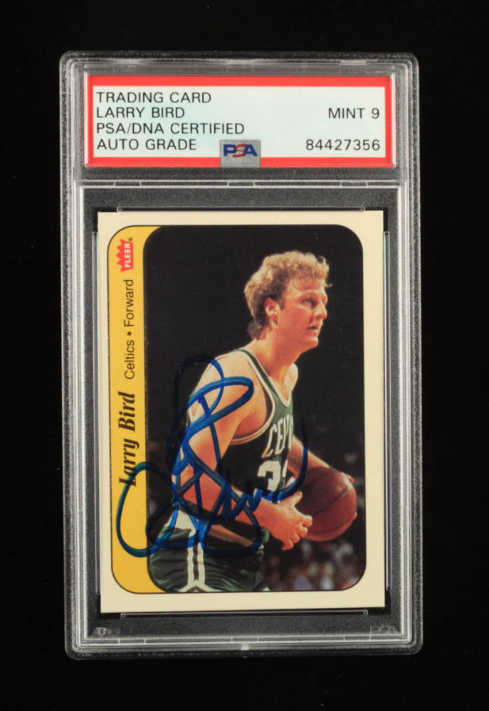 Larry Bird Signed 1986-87 Fleer Stickers #2 - Autograph Graded PSA 9