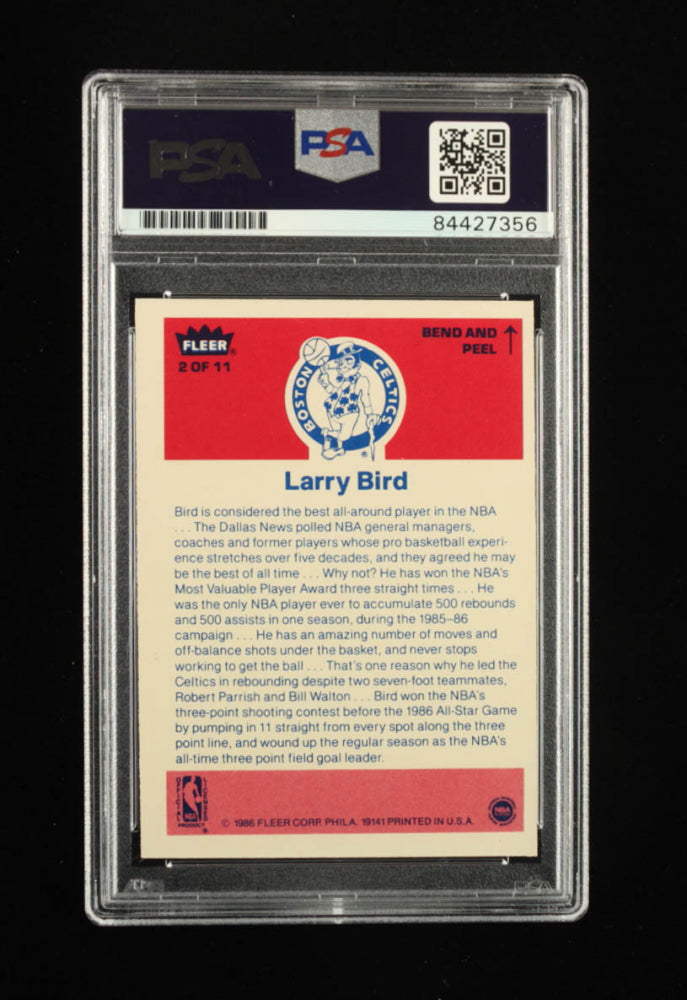 Larry Bird Signed 1986-87 Fleer Stickers #2 - Autograph Graded PSA 9