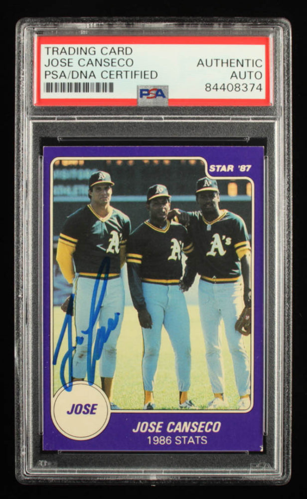 Jose Canseco Signed 1987 Star Award Winners #2 1986 Stats (PSA)