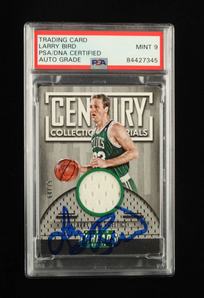 Larry Bird Signed 2015-16 Panini Threads Century Collection Materials #40 #64/75 Autograph Graded PSA 9 | Serially Numbered #64 / 75