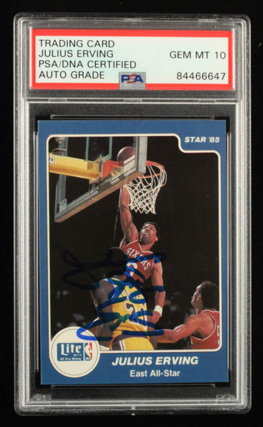 Julius Erving Signed 1985 Star Lite All-Stars #3 - Autograph Graded PSA 10