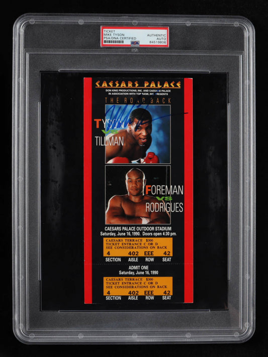 Mike Tyson Signed 1990 Boxing Match Ticket (PSA)