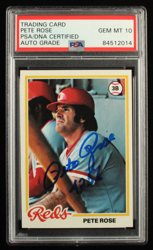 Pete Rose Signed 1978 Topps #20 DP Inscribed "4256" (PSA)