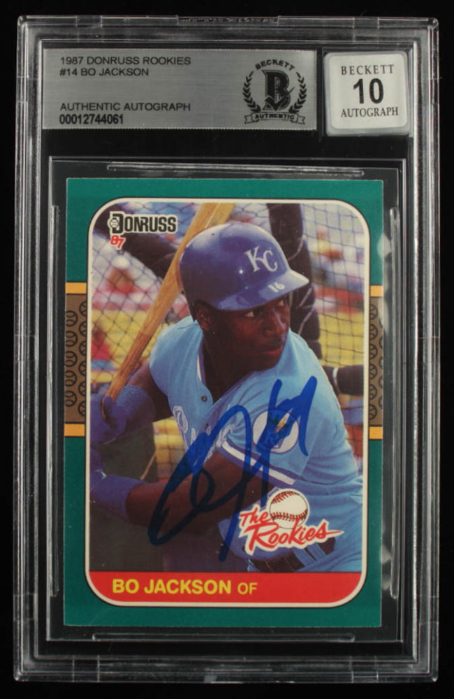 Bo Jackson Signed 1987 Donruss Rookies #14 - Autograph Graded Beckett (BGS) 10 - Rookie Card