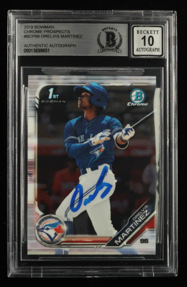 Orelvis Martinez Signed 2019 Bowman Chrome Prospects #BCP69  Autograph Graded Beckett (BGS) 10 - Rookie Card