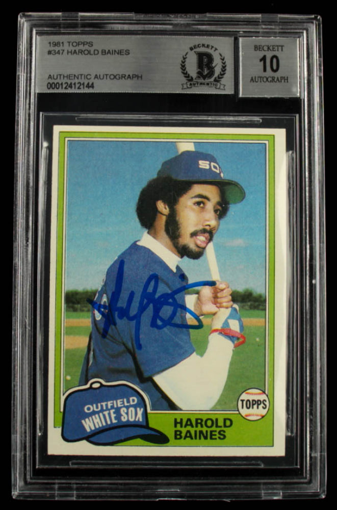 Harold Baines Signed 1981 Topps #347 - Autograph Graded Beckett (BGS) 10 - Rookie Card