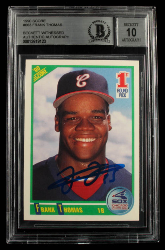 Frank Thomas Signed 1990 Score #663 - Autograph Graded Beckett (BGS) 10 - Rookie Card